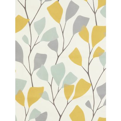 John Lewis Ines Print Pair Lined Eyelet Curtains, Citrine Citrine | W228 x D182cm