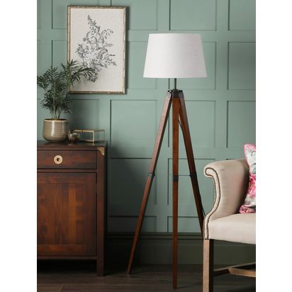 Laura Ashley Burdale Tripod Floor Lamp, Antique Brass Antique Brass | H134 x W65 x D65cm