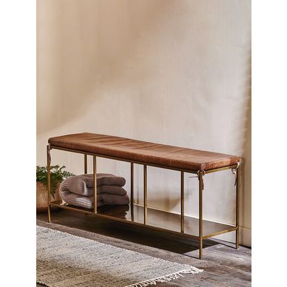 nkuku Mahi Bench Brass | H45 x W120 x D30cm
