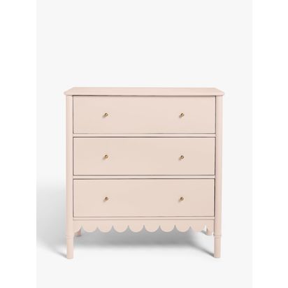 John Lewis ANYDAY Hem 3 Drawer Chest Pink | H97 x W92 x D47cm