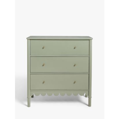 John Lewis ANYDAY Hem 3 Drawer Chest Green | H97 x W92 x D47cm