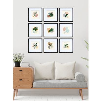 nielsen Gallery Square Photo Frame Set, 9 Photo, 8 x 8" (20 x 20cm), Black Black | H31.8 x W31.8 x D2.5cm