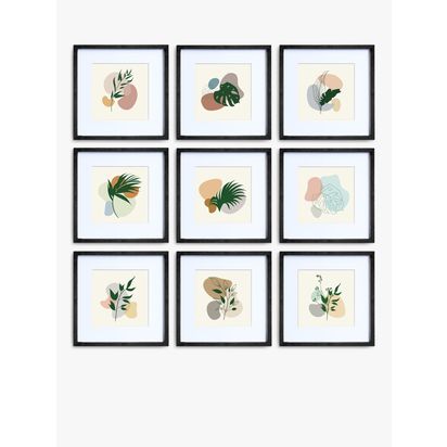 nielsen Gallery Square Photo Frame Set, 9 Photo, 8 x 8" (20 x 20cm), Black Black | H31.8 x W31.8 x D2.5cm