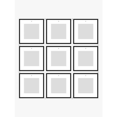 nielsen Gallery Square Photo Frame Set, 9 Photo, 8 x 8" (20 x 20cm), Black Black | H31.8 x W31.8 x D2.5cm