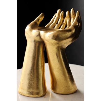 Antique Gold Palm Hand Candle Holder