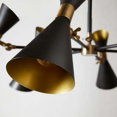 Bow Tie 6 arm chandelier in black