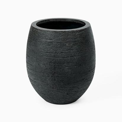 Curved Round Ficonstone Indoor/Outdoor Planter, Large, 52 cm D x 57 cm h, Textured Charcoal