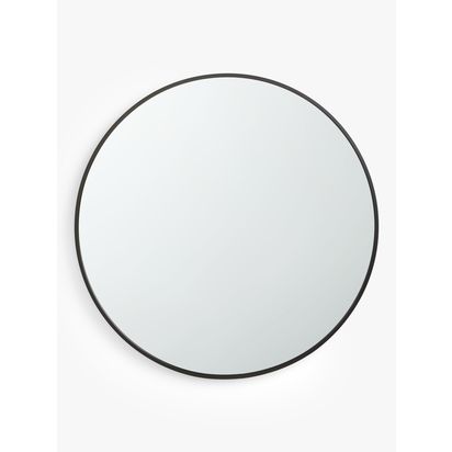 John Lewis Thin Metal Frame Round Wall Mirror, 65cm Black | D3.9 x Dia.65cm