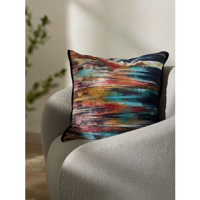 John Lewis Zia Stripe Cushion, Blue / Multi Blue / Multi | L50 x W50cm