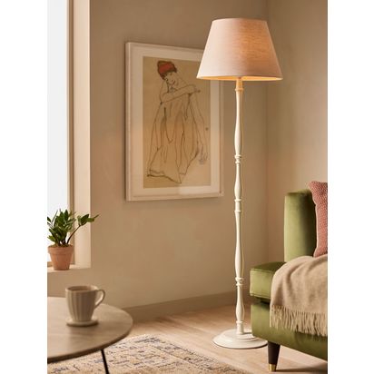 John Lewis Candlestick Floor Lamp Base, White White | H131 x W26 x D26cm