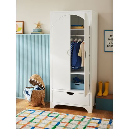 John Lewis Arc Kids' Single Wardrobe, White White | H183 x W80.5 x D50cm