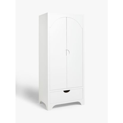John Lewis Arc Kids' Single Wardrobe, White White | H183 x W80.5 x D50cm