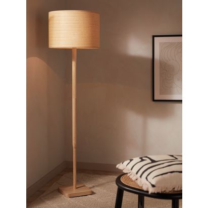 John Lewis Serenity Natural Woven Floor Lamp Natural | H147.3 x Dia.40.6cm