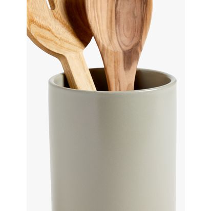 John Lewis Dipped Stoneware Utensil Holder, Grey Grey | H20.2 x Dia.11.8cm