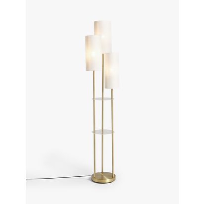 John Lewis Cluster Trio Shelf Floor Lamp, Brass Brass | H173 x W35 x D35cm