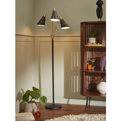 John Lewis Aspen Floor Lamp, Black Black | H166.5 x Dia.48.5cm