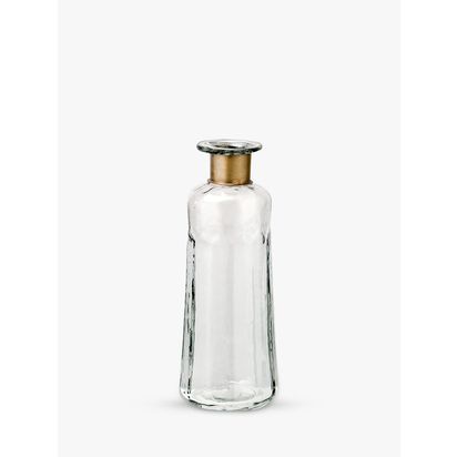 Nkuku Chara Decorative Glass Bottle Vase, Clear Clear | H18 x Dia.9cm