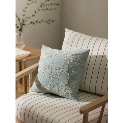 John Lewis Cow Parsley Cushion Duck Egg | 40 x 40cm