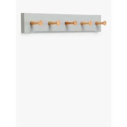 John Lewis Shaker 5 Hook Hanging Rack, FSC-Certified (Ash Wood) Grey | H7.50cm * W8.00cm * D57.00cm