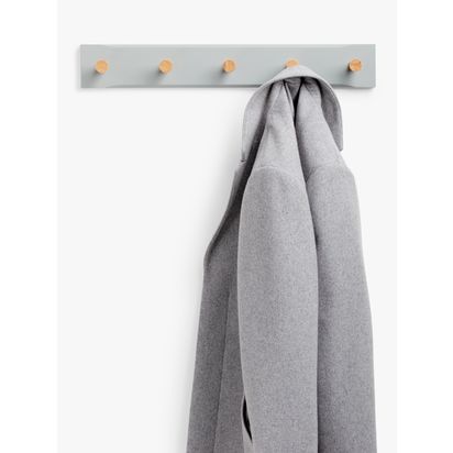 John Lewis Shaker 5 Hook Hanging Rack, FSC-Certified (Ash Wood) Grey | H7.50cm * W8.00cm * D57.00cm