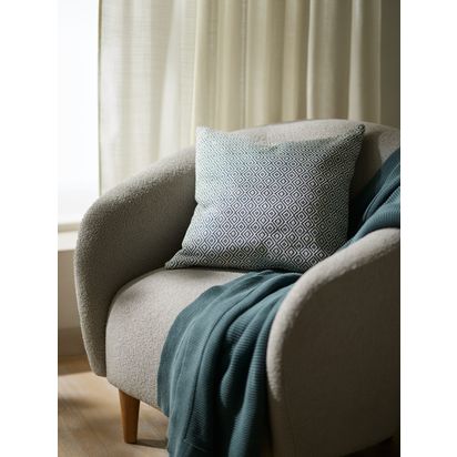 John Lewis Diamonds Cushion Indian Blue | H45 x W45cm