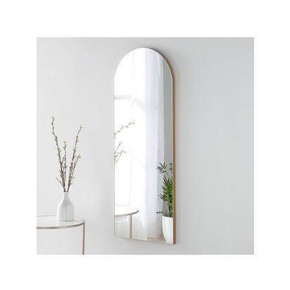 Yearn Delicacy Arched Wood Frame Wall Mirror, 120 x 45cm Gold | H120 x W45 x D2cm