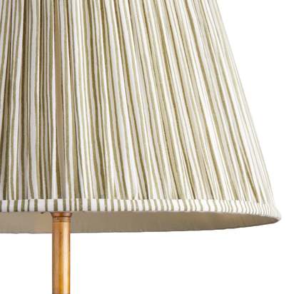 35cm straight empire shade in green candy stripe block printed cotton