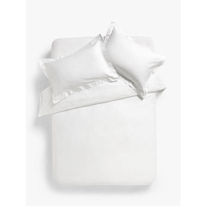 John Lewis 600 Thread Count Stitch Trim Bedding White | King duvet cover