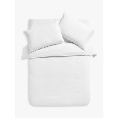John Lewis Stepped Waffle Duvet Cover Set White | Double set