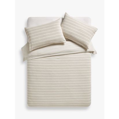 John Lewis Pyjama Stripe Duvet Cover Set Natural | Double Set