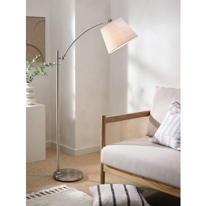 John Lewis Swing Arm Floor Lamp, Brushed Steel Brushed Steel | H152 x W71 x D29cm