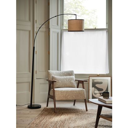 John Lewis Hendricks Accent Armchair, Dark Wood Frame Dark Navy Boucle | H76.5cm x W73.0cm x D82.0cm