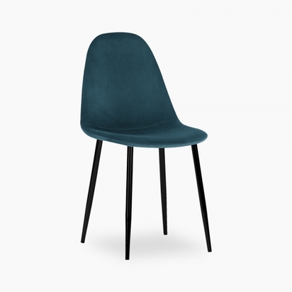 Rayner Dining Chair, Midnight Blue Velvet Leg Colour: Black