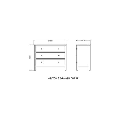 John Lewis Wilton 3 Drawer Chest Linen | H79 x W100 x D43.6cm