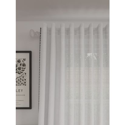 John Lewis Embroidered Edge Hidden Tab Voile Panel, White White | H229 x W140 x D0.50cm