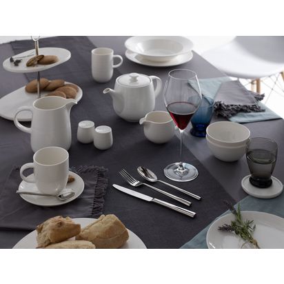 John Lewis Round Marble Coasters, Set of 4, White White | H1.5 x Dia.10cm