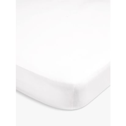 John Lewis Crisp & Fresh 200 Thread Count Easy Care Organic Cotton Deep Fitted Sheet White | H135.00cm * W190.00cm * D36.00cm