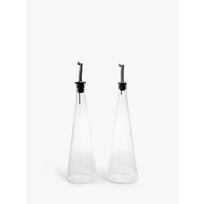 John Lewis Glass Oil & Vinegar Drizzler Set, Clear Clear | H26 x Dia.8.3cm
