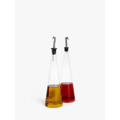 John Lewis Glass Oil & Vinegar Drizzler Set, Clear Clear | H26 x Dia.8.3cm