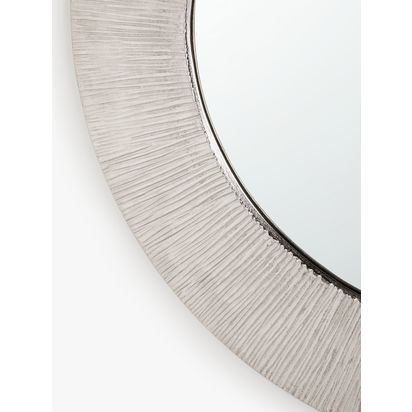 John Lewis Lunar Scratch Round Mirror, 74cm, Silver Silver | H74 x W1.50 x D74cm