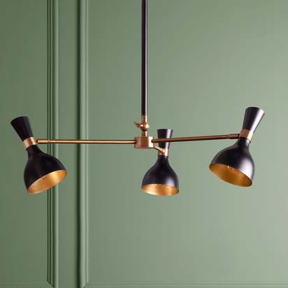 Ascot three armed chandelier in black