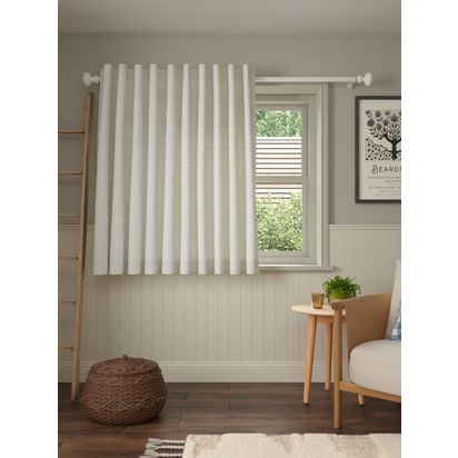 John Lewis Wide Stripe Hidden Tab Voile Panel Natural | H229 x W140 x D0.50cm