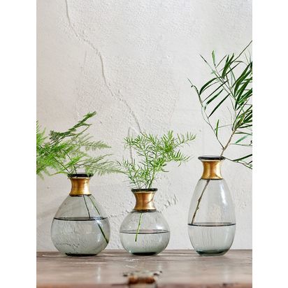 nkuku Miza Glass Vase, Large Smoke | H16.50 x Dia.8cm