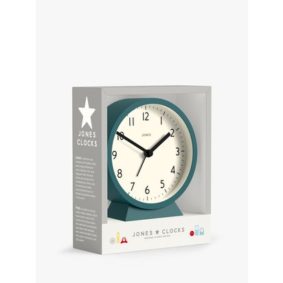 Jones Clocks Daybreak Quartz Analogue Alarm Clock Priceless Blue | H11.2 W12 x D4cm