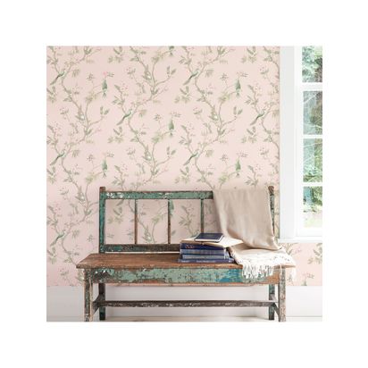 Galerie Classic Bird Trail Wallpaper Pink G78493 | L10m x W53cm