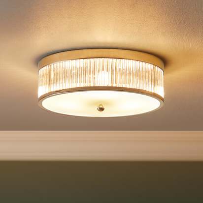 Round Roddy IP44 flush ceiling light in Nickel and clear glass