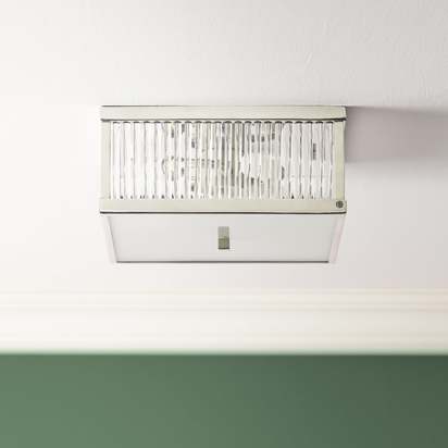 Square Roddy IP44 flush ceiling light in Nickel