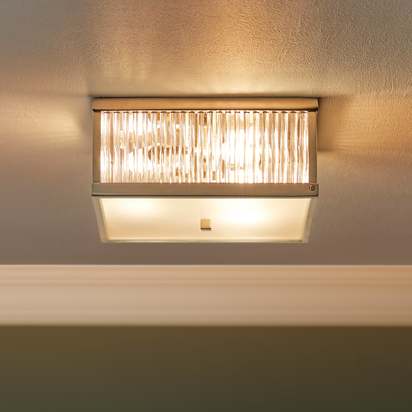 Square Roddy IP44 flush ceiling light in Nickel