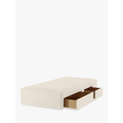 John Lewis Pocket Sprung 2 Drawer Divan Base, Single Brushed Tweed Beige | H36 x W90 x D190cm