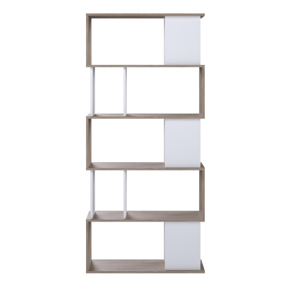 Elgin 2 Open Bookcase 4 Shelves in Jackson Hickory Oak and White